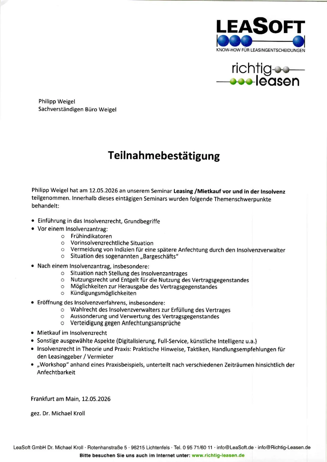 Leasing vor und in der Insolvenz 12.05.2026 (Großansicht öffnen)